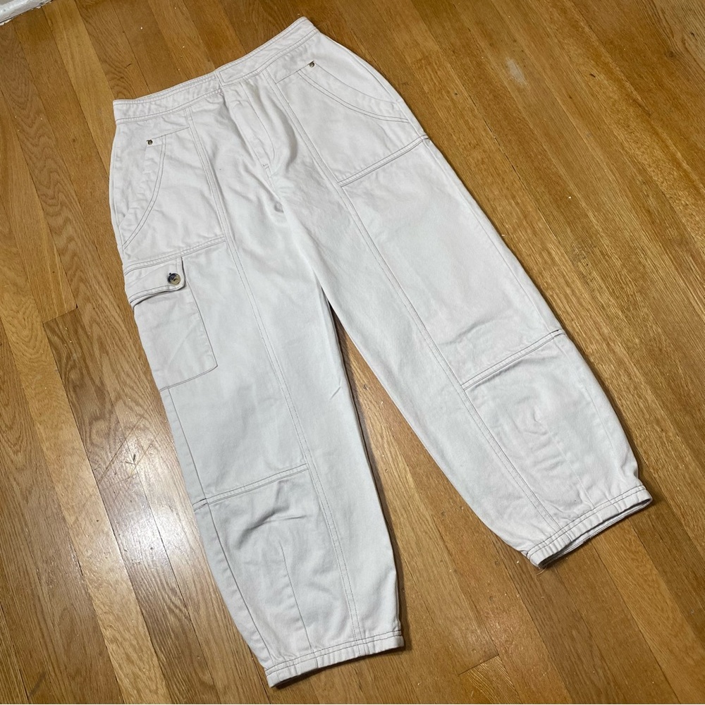 🎉LAST CALL🎉 Fate Off White Cargo Jogger Style Crop Ankle Pants S